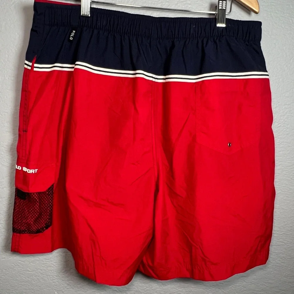 Polo Sport Ralph Lauren Swim Trunks Mens XL Red Navy Blue Cargo Mesh Pocket